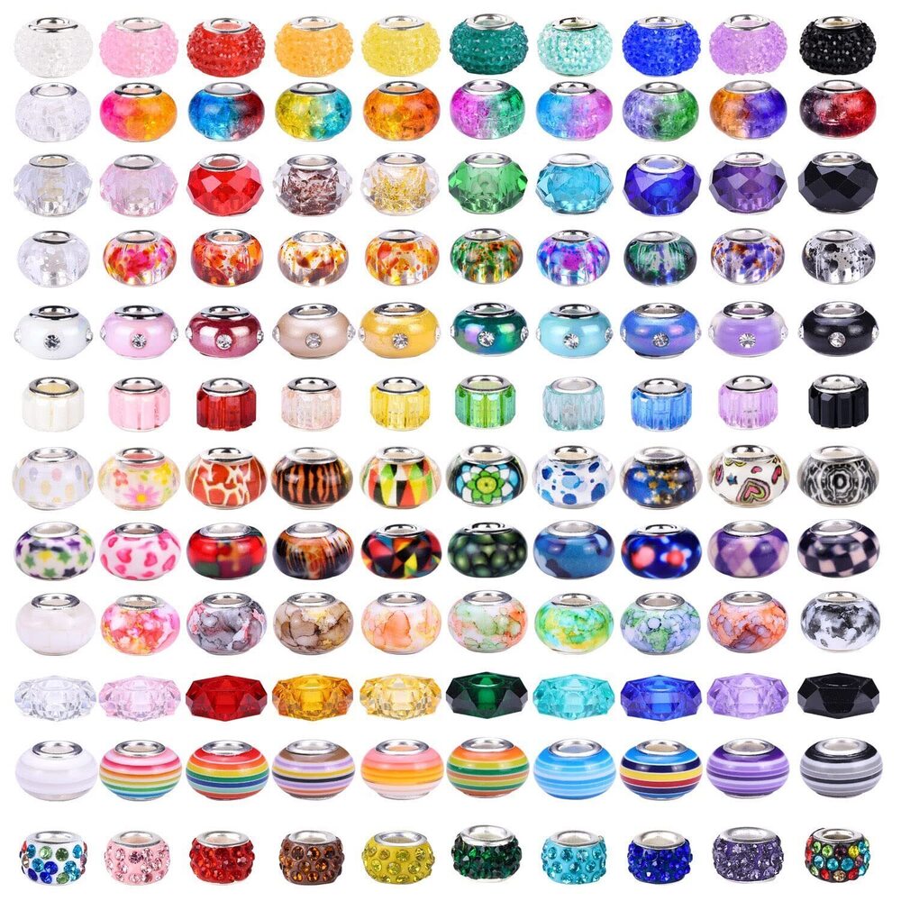 7664 240 Pieces Assorted European Craft Beads Large Hole Lampwork Spacer